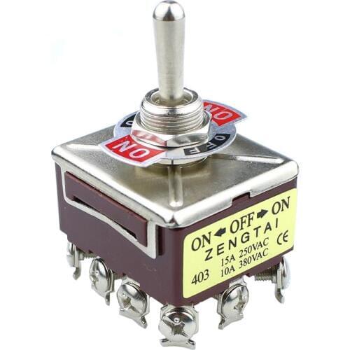 E-TEN 403 10A/380VAC 15A/250VAC 3 Position 4PDT ON/OFF/ON 12 Pin Toggle Switch 1PCS brown