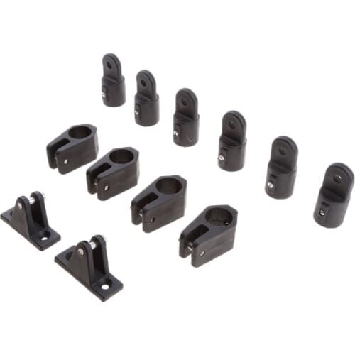 12pcs Yacht Nylon Fittings Hardware Set 7/8" Black for 3 Bow Bimini Top