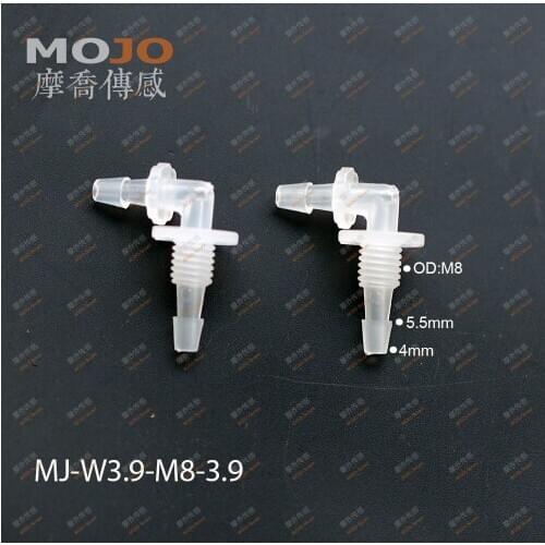 2020 Free shipping!(50pcs)MJ-W3.9-M8-3.9 plastic material elbrow joint 3.9mm to M8 male thread water tube connector Pipe Fitting