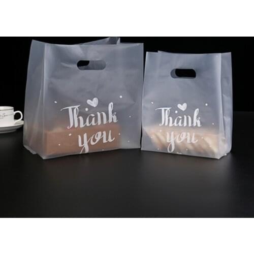 50pcs Thank You Plastic Gift Bags Jewelry Plastic Shopping Bags Christmas Wedding Party Favor Bag Candy Cake Wrapping Bags