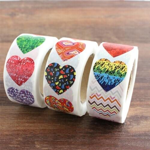 500 Pcs Heart Sticker Multi Design Christmas Gift Labels Package Decoration Envelop Seals
