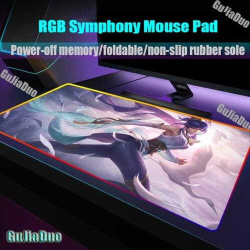 League of Legends Large RGB Mouse Pad Gaming Room Accessories Kawaii Pc XXL Laptop Keyboard Fiora Mousepad Anime Desk Mat Carpet