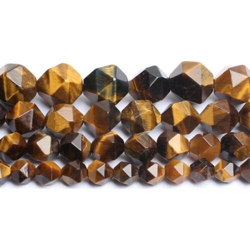 6/8/10/12mm Faceted Natural Yellow Tiger Eye Stone Beads Round For Accessories Jewellery Making Diy Bracelet 15''/Strand