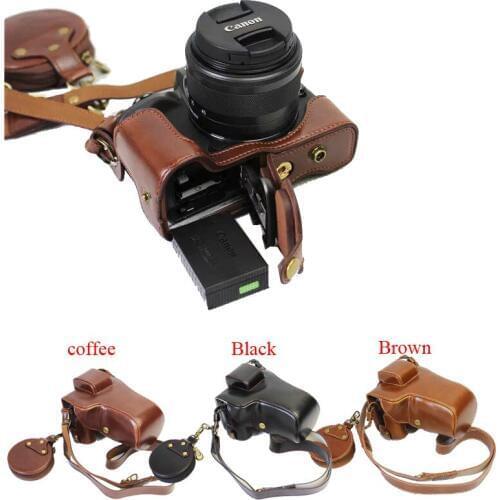 New Luxury Pu Leather Camera Case Bag For Canon EOS M5 EOSM5 55-200mm 18-150mm Camera bag Skin With Strap Mini Pouch