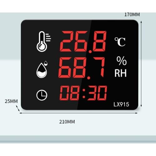 Digital Thermometer Hygrometer With Wall-Mounted LED Display Alarm Humidity And Temperature Measurement