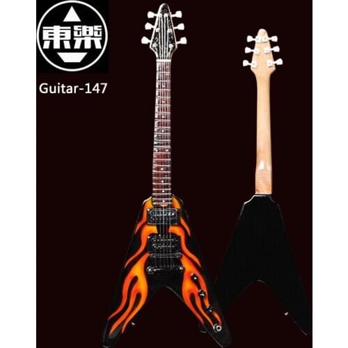 Wooden Handcrafted Miniature Guitar Model guitar-147 Guitar Display with Case and Stand (Not Actual Guitar! for Display Only!)