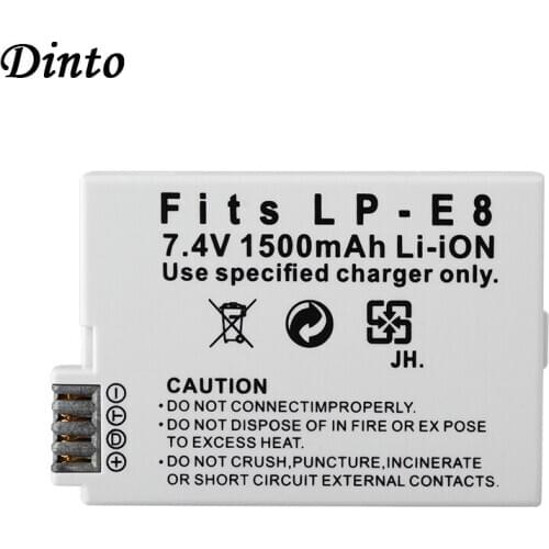 Dinto New 1pc 1500mAh 7.4V Li-ion Camera Battery LP-E8 LPE8 Rechargeable Digital Batteries for Canon EOS 550DRebel T2i 600D