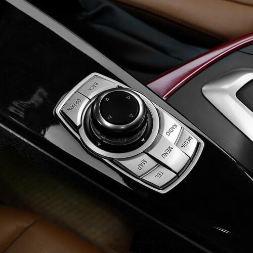 Chrome Gearshift Multimedia Buttons Decoration Frame Cover Sequins For BMW F30 F32 F34 Car Styling Headlight Button Stickers