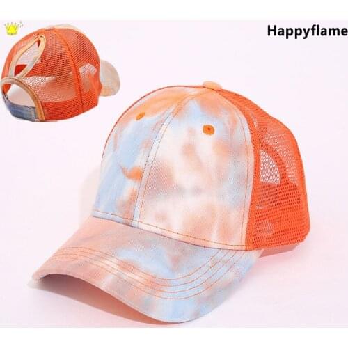 Unisex Summer Cap Casual Tie-dye Breathable Mesh Baseball Cap Adjustable Velcro Trucker Cap Trend Streetwear Dad Hat Hip Hop Hat