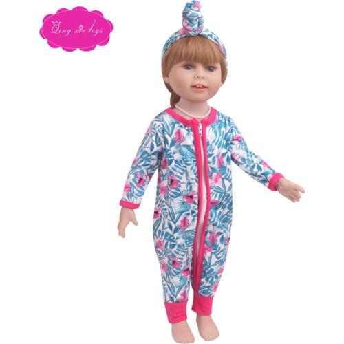 18 inch Girls doll dress baby gi Printed jumpsuit r American newborn accessories fit 43 cm baby dolls c814