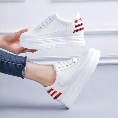 Women Platform Increased Sneakers Autumn Leather White Sneaker Female Vulcanized Shoes Spring Casual Breathable Sports Shoes
