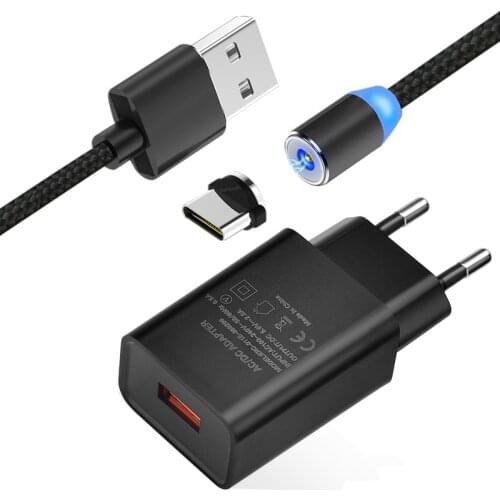 Type C Magnetic Cable For huawei p30 p40 lite Samsung A52 A51 Xiaomi LED Cable 1M Fast Charging Wire Type C Magnet Phone Charger