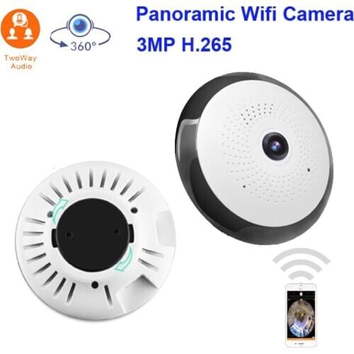 Mini wireless 360 Degree Panoramic Camera WiFi Indoor IP Camera Fisheye Infrared with Night Vision 2-Way-Audio for Kids & Pets