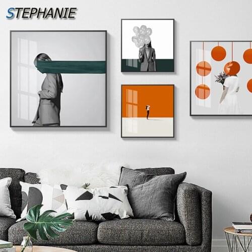 Wall Art Abstract Figure Canvas Painting Fashion Women Poster Print Modern Picture Decorative for Living Room Creative Home Deco