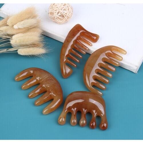 1Pc Natural Ox Horn Pocket Comb Wide Toothed Comb SPA Guasha Scalp Massage Brush Hair Care Tool Relax