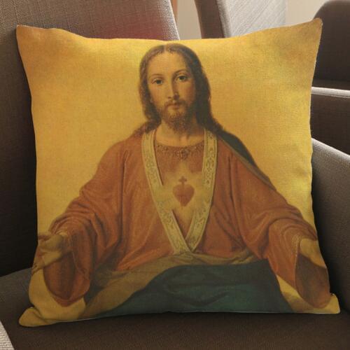 Christ Jesus Sacred Worship Portrait Style Cushion Cover Throw Pillow Cover Religion Vintage Cross Sofa Decorative Pillow Case