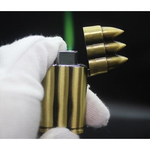 Unusual Three Bullets Creative Windproof Lighter New Strange Smoking Set Butane Lighter Cigar Mens Gift Gadget