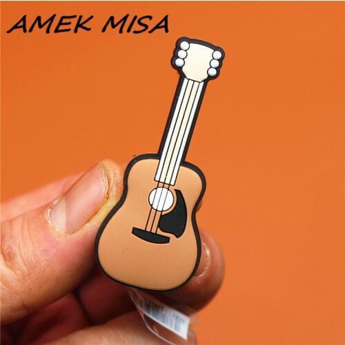 Novel Single Sale Instrument Style Shoe Charms Accessories Simulated Guitar Garden Shoe Decoration for croc jibz Kids X-mas Gift