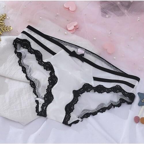 New Fashion Japanese Sexy Panties for Women Lingerie Seamless Cute Underwear Thong Briefs Ladies Transparent Lace Panty Pink Hot
