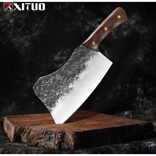 XITUO Full Tang Hand Forged Chef Knife Kitchen Butcher Special Knife High Manganese Steel Meat Cleaver Super Sharp and Practical