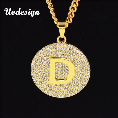 Uodesign Hip Hop Jewelry Letter D Necklace Gold Color Long Chain Pendant Necklaces HipHop For Men Women Gift
