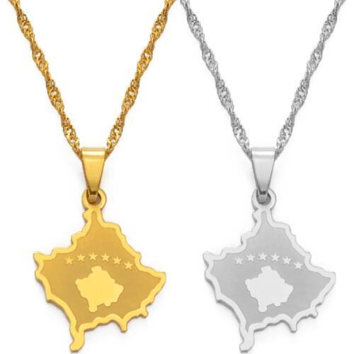 Anniyo Kosovo Pendant Necklaces For Women Girls Silver Color/Gold Color Jewelry Kosoves Pendant Jewellery #148021