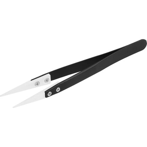 Ceramic Tips Tweezers Stainless Steel Handle Straight Aimed Tweezers For Coils