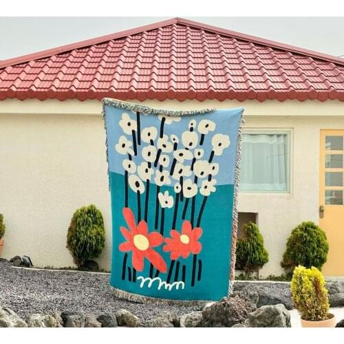 Single Flower Picnic Blanket Carpet Tapestry Casual Blankets Carpet Decoration Sofa Leisure Carpet Sofa Blanket Throw Blankets