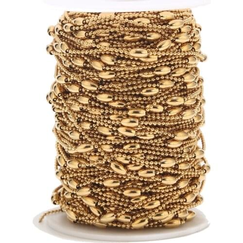 2Meters Gold Plated 4mm Width Stainless Steel Ball Chains Satellite Beaded Link Chain for DIY Jewelry Necklaces Making Findings