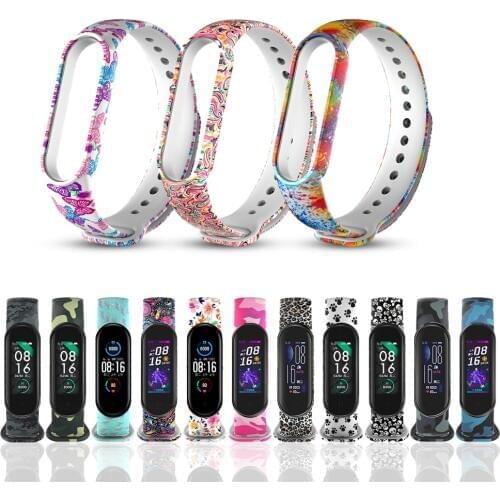 20 color For Mi Band 5 Strap Replacement Bracelet For Xiaomi Miband 5 Silicone Colorful Flowers Wrist Strap For Mi5 Belt