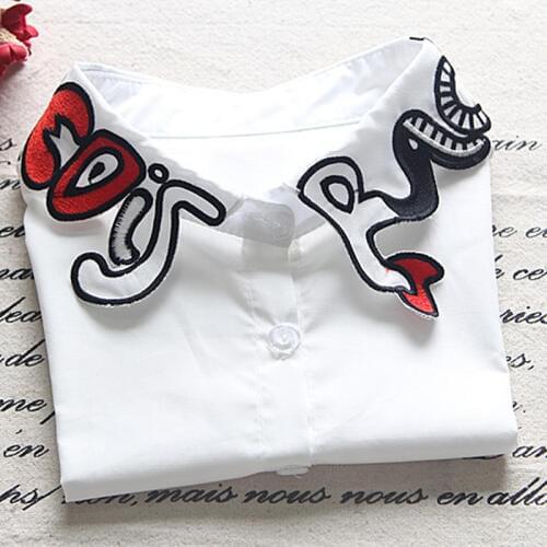 Fake collar shirt decorative collar letters cartoon embroidery white Fake collar purchasing womens shirt
