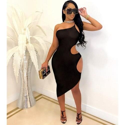 Sexy Black Bodycon Summer Dress Women Clothing Solid Hollow Out Skinny Club Midi Dress Slim Sheath Backless Bandage Party Dress