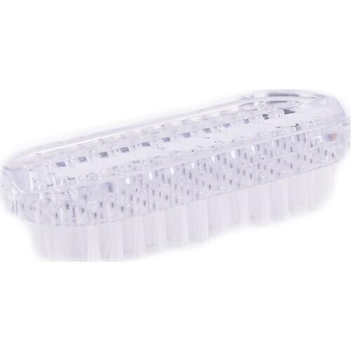 Shellhard 1pc Plastic Double Sided Nail Art Dust Brush Soft Nail Cleaning Scrubbing Brush Random Color For Manicure Tool