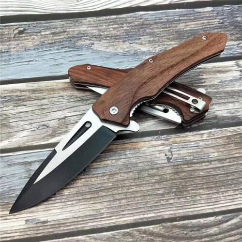 Folding Pocket Knife 5cr13mov blade Wood Handle Ball Bearing Outdoor Camping Hunting Tactical Survival EDC Tools