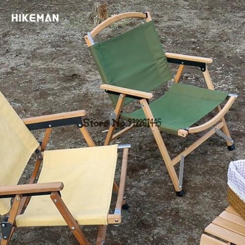 Outdoor Solid Wood Kermit Chair Portable Military Chair Folding Back Director Chair Camping Picnic Lounge Chair