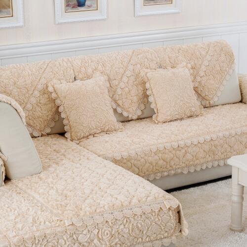High Quality Flannel Thickening combination sofa cushion sofa cover Solid Color Slip-Proof Plush Sofa Towel Pillow Case