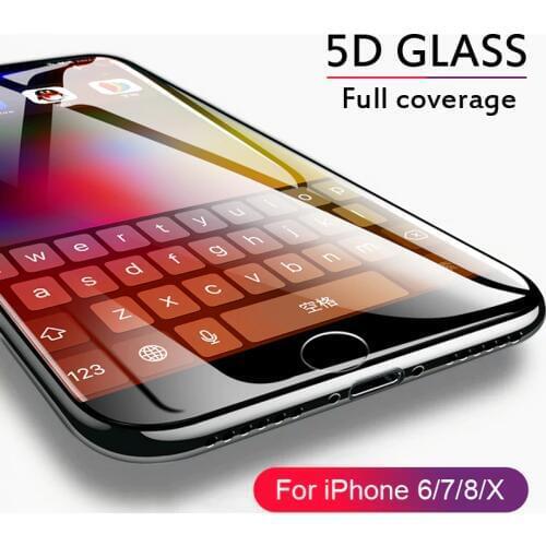 New 5D Curved Edge Full Cover Tempered Glass For iPhone 6 6S 7 8 Plus Screen Protector for iPhone X XS XR 11 Pro Max Glass Film