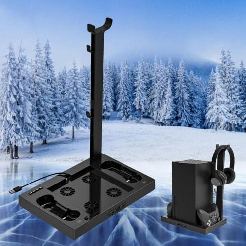 For -Xbox Series S 3in1 Charging Base Cooling Fan Headset Holder Bracket Gamepad Charging Stand Charging Dock Station
