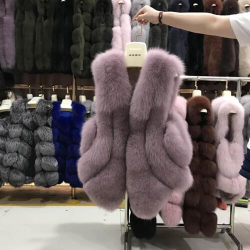 Rf0203c New Design 100% Real Fox Fur Vest Natural Whole Fox Fur Vest Gilet Women Natural Fox Waistcoat