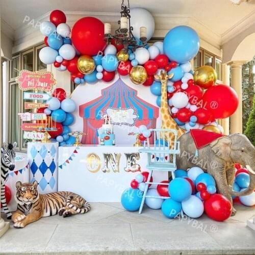 146pcs Red Blue Latex Balloons Carnival Circus Arch Garland Kit Gold Chrome Ballon Carnival Baby Shower Wedding Birthday Gifts