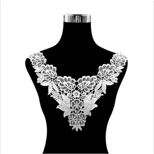 1Piece Black White Lace Fabric Collar Vintage Neckline Embroidered Trims Lace Applique Sewing Supplies Wedding Dress Accessories