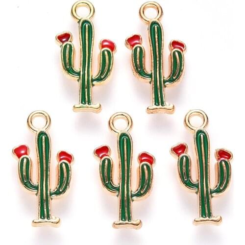 10pcs Enamel Charms Coconut Tree Cactus Plant Pendant for Bracelet DIY Fashion Jewelry Making Accessories Gifts