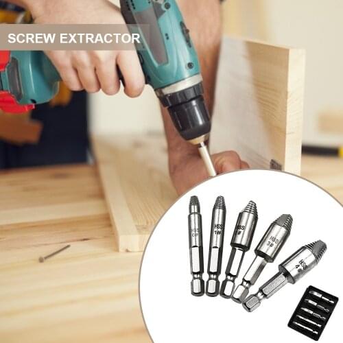 5pcs Damaged Screw Extractor Drill Bit Set Stripped Broken Screw Bolt Remover Extractor Easily Take Out Demolition Tools Kit New