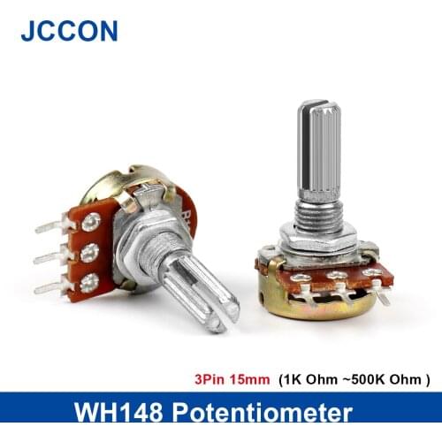 5Pcs WH148 B1K B2K B5K B10K B20K B50K B100K B500K 3Pin 15mm Shaft Amplifier Potentiometer 1K 2K 5K 10K 50K 100K 500K