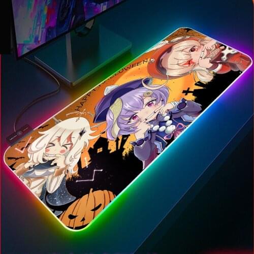 Genshin Impact Rgb Anime Mouse Pad Colorful 7-color LED USB Gaming Accessories Large Mouse Pad XXL Gamer PC Laptops Gaming Desk