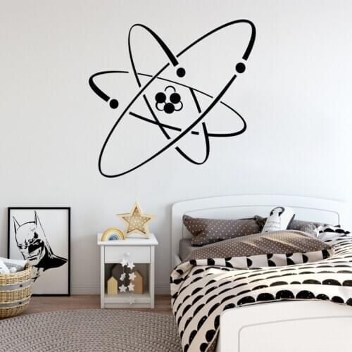 Atom Electron Science Vinyl Wall Stickers Mural Chemistry Nuclear Physics Decor living Room Decoration For Wall Decal AY1936