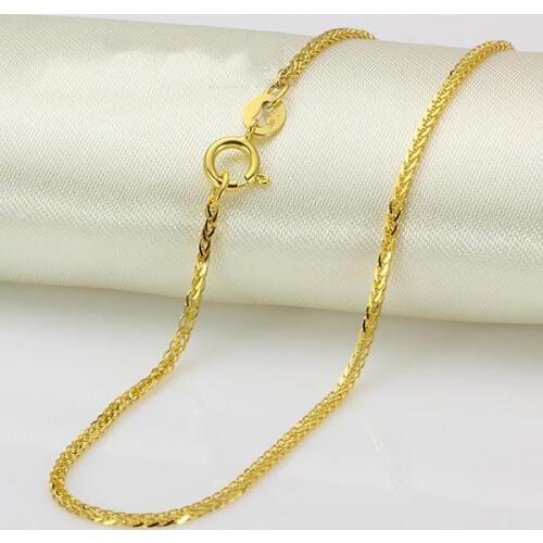 Fine Jewelry Pure 18k Yellow Gold Necklace 15.7inch Wheat Foxtail Chain Xlee