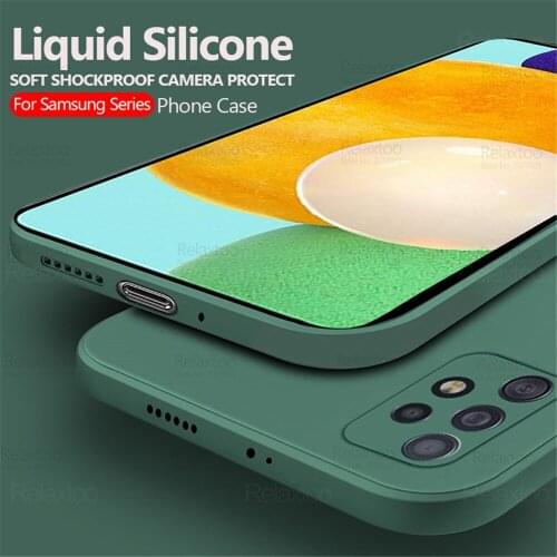 Straight Liquid Silicone Case For Samsung Galaxy A52 5G A32 A72 4G A42 A 32 52 72 Camera Shockproof Back Phone Soft Cover Fundas