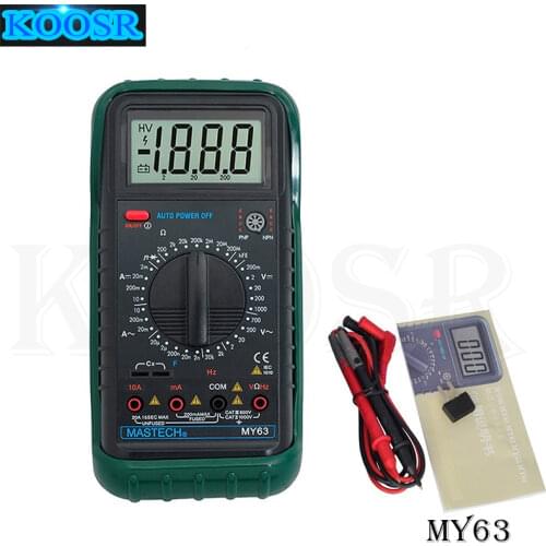 MASTECH MY63 2000 counts Digital Multimeter DMM w/ Temperature Capacitance & hFE Testers Meters Ammeter Megohmmeter
