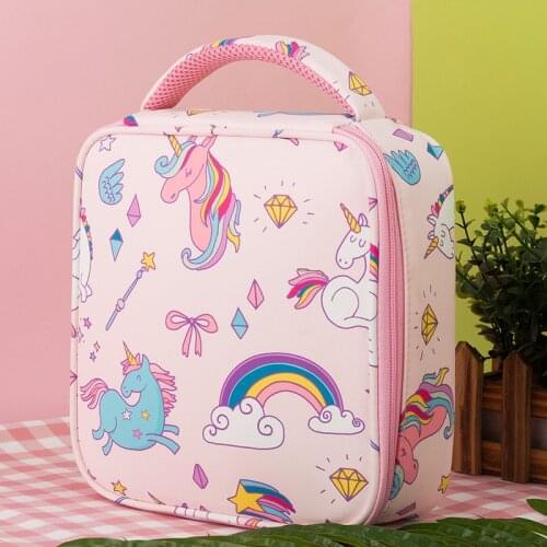 New Cartoon Unicorn Childrens Lunch Bag School Student Thermal Insulation Bag Fruit Snacks Storage Bag For Kids Outdoor Travel